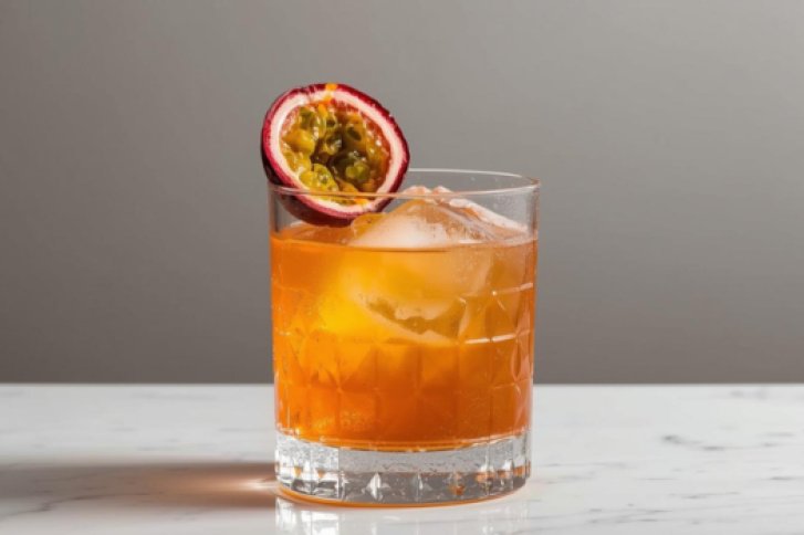 Bild zeigt Gin Cocktail mit Maracuja-Likör