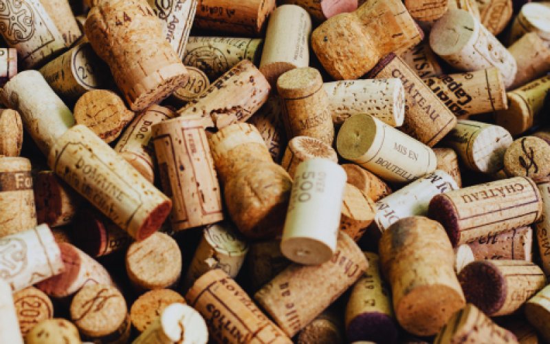 A bunch of different wine corks