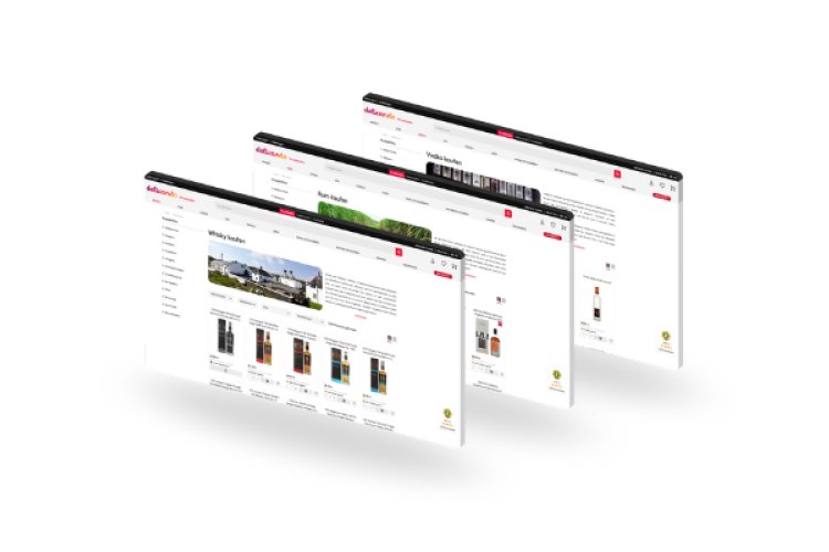 drie webpagina's achter elkaar op een witte achtergrond