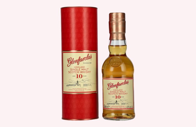 Glenfarclas 10 Years Old Highland Single Malt Scotch Whisky 40% Vol. 0,2l in geschenkverpakking