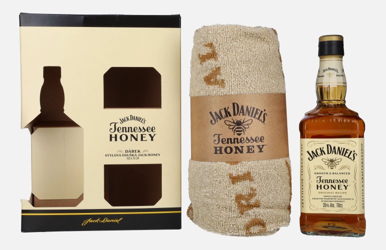 Jack Daniel's Tennessee HONEY 35% Vol. 0,7l en boîte cadeau avec Handtuch
