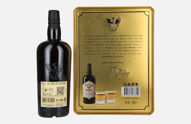 Teeling Whiskey SMALL BATCH Irish Whiskey Rum Cask 46% Vol. 0,7l in Tinbox mit 2 Gläsern