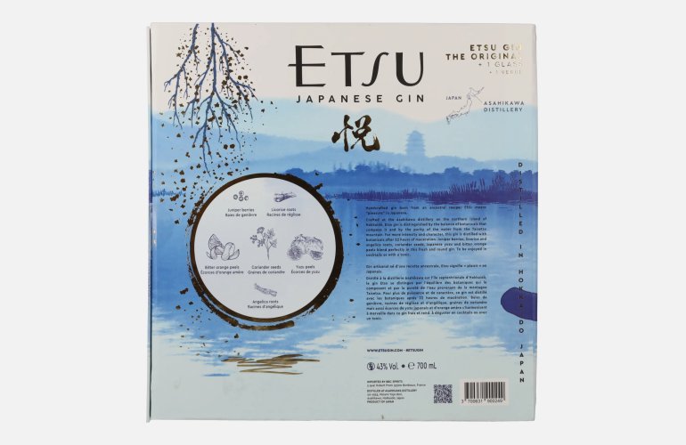 Etsu Japanese Handcrafted Gin The Original 43% Vol. 0,7l en boîte cadeau avec Verre