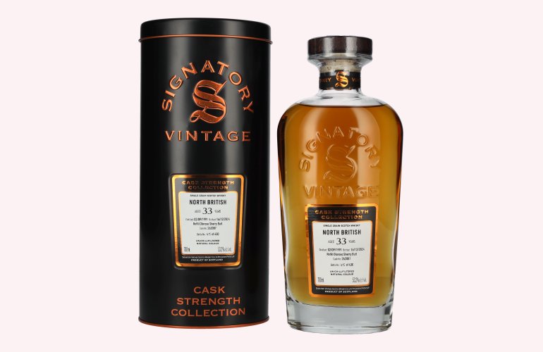 Signatory Vintage NORTH BRITISH 33 Years Old Refill Oloroso Cask Strength #262087 1991 53,2% Vol. 0,7l in Tinbox