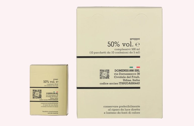 Domenis 1898 STORICA BIANCA Grappa 50% Vol. 10x10x0,05l in Giftbox