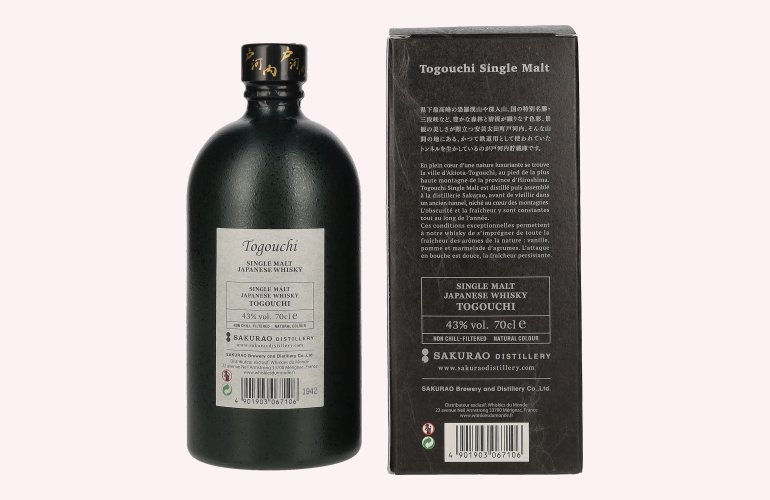 Togouchi Single Malt Japanese Whisky 43% Vol. 0,7l in geschenkverpakking