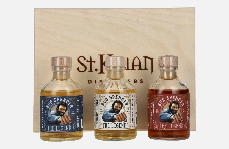 Bud Spencer THE LEGEND Miniset 42,7% Vol. 3x0,05l in Holzkiste