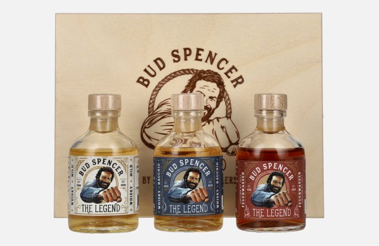 Bud Spencer THE LEGEND Miniset 42,7% Vol. 3x0,05l in Holzkiste
