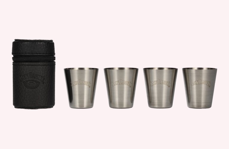 Jack Daniel's Shot Cups in Kunstledertasche