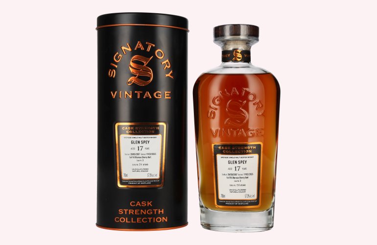 Signatory Vintage GLEN SPEY 17 Years Old 1st Fill Oloroso Cask Strength #3 2007 57,3% Vol. 0,7l in Tinbox