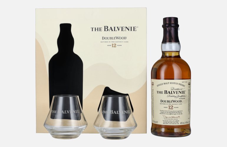 The Balvenie 12 Years Old Double Wood 40% Vol. 0,7l in geschenkverpakking met 2 Bril
