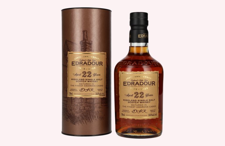 Edradour 22 Years Old 200th Anniversary Amarone Cask Highland Single Malt Whisky 50,8% Vol. 0,7l in geschenkverpakking