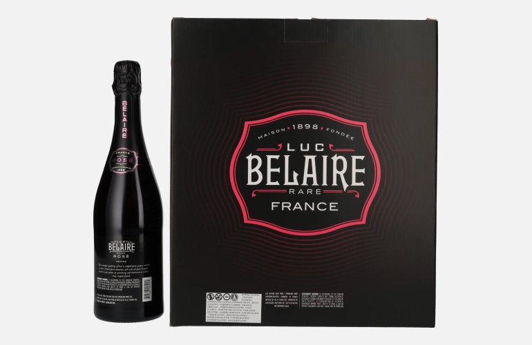 Luc Belaire Rare Rosé 12,5% Vol. 0,75l en boîte cadeau avec 2 Verres