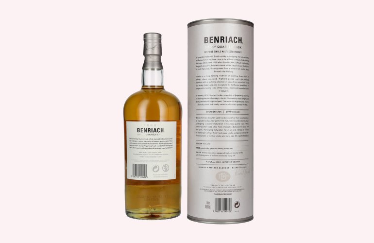 The BenRiach SMOKY QUARTER CASKS Single Malt Scotch Whisky 46% Vol. 1l in geschenkverpakking