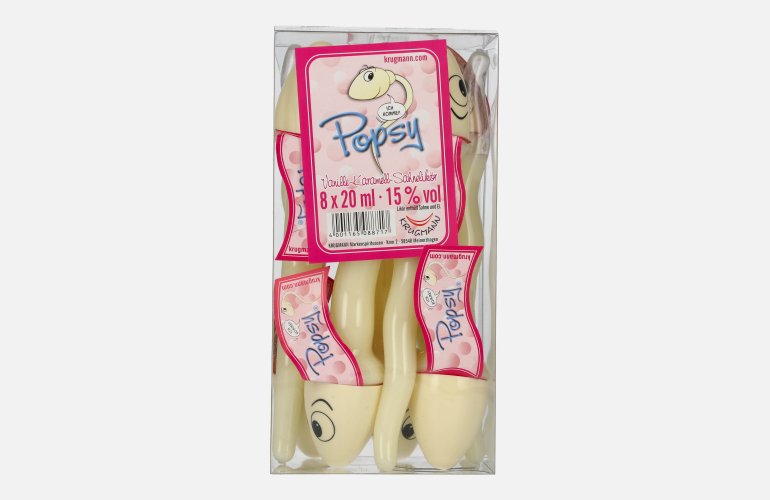 Krugmann Popsy Vanille-Karamel-Sahnelikör 15% Vol. 8x0,02l PET