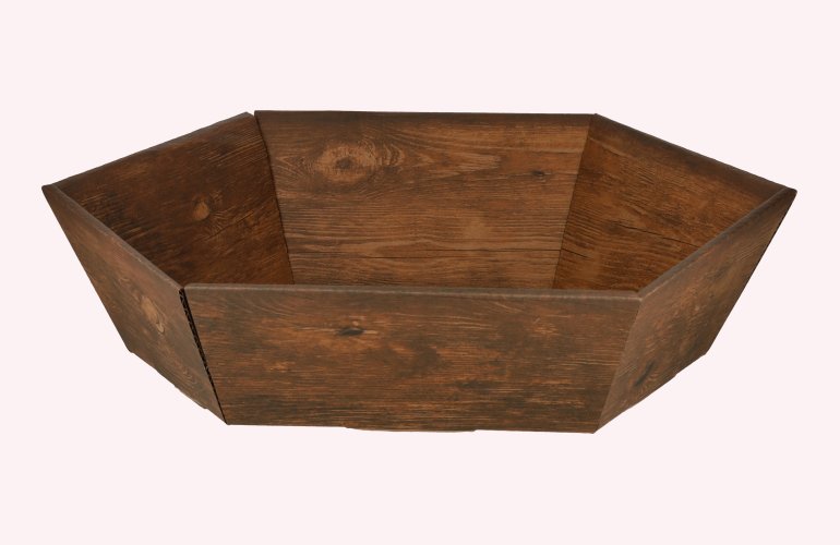 Präsentkorb Sechseck VINTAGE Holzoptik groß 41,5x46,5x15,5 cm