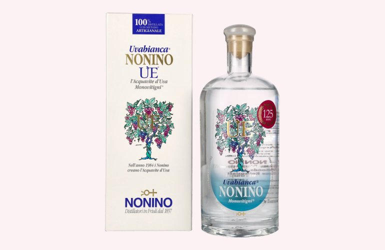 Nonino Grappa ÙE Monovitigni Uvabianca 38% Vol. 0,7l in geschenkverpakking