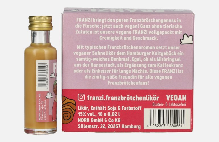 Franzi Franzbrötchen VEGAN Likör 15% Vol. 16x0,02l
