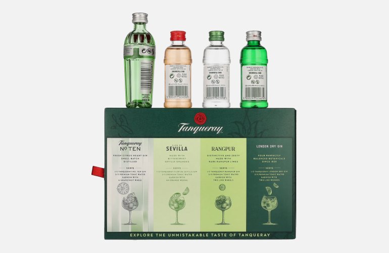 Tanqueray Gin Miniaturen Set 43,3% Vol. 4x0,05l en boîte cadeau