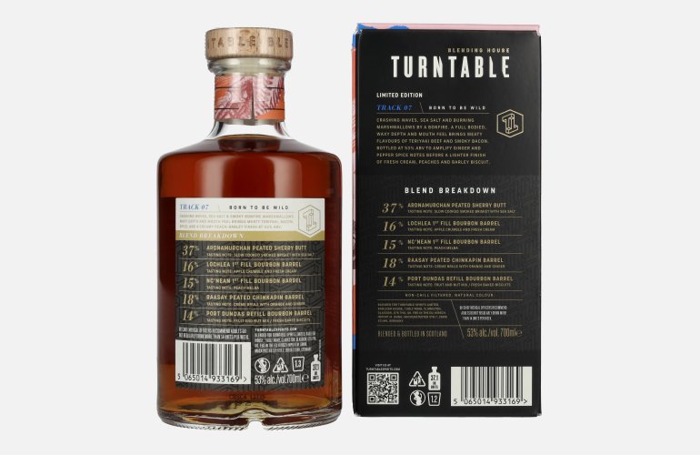 Turntable BORN TO BE WILD Blended Scotch Whisky Limited Edition Track 07 2025 53% Vol. 0,7l in geschenkverpakking
