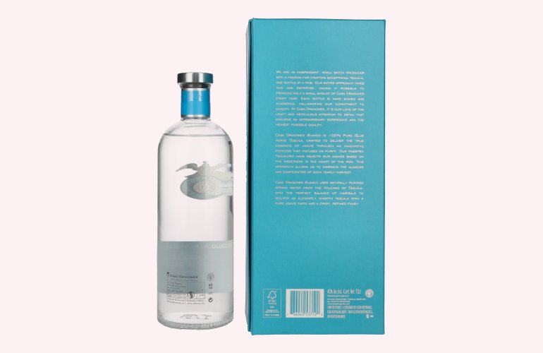 Casa Dragones Tequila BLANCO 100% Puro Agave Azul 40% Vol. 0,7l en boîte cadeau