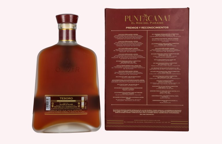 Puntacana Club Tesoro Ron Artesanal Dominicano 38% Vol. 0,7l in geschenkverpakking