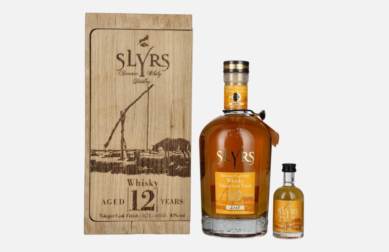Slyrs 12 Years Old TOKAJER CASK FINISH Bavarian Single Malt Whisky 2013 43% Vol. 0,7l in Holzkiste avec 0,05l Miniatur