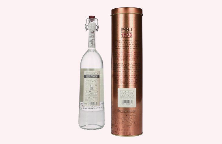Poli Po' Di Poli Grappa 25 Anniversario Merlot 40% Vol. 0,7l in Tinbox