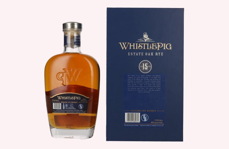 WhistlePig 15 Years Old ESTATE OAK RYE Whiskey 46% Vol. 0,7l en boîte cadeau