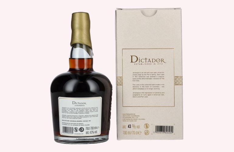 Dictador JERARQUÍA 39 Years Old BORBÓN Rum 1981 43% Vol. 0,7l in Giftbox
