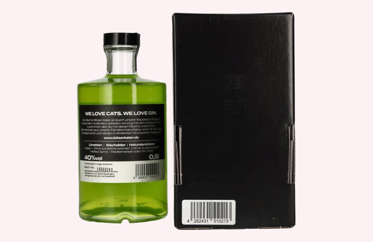 BÖSER KATER Black Light Neon Limetten Gin 40% Vol. 0,5l in Geschenkbox