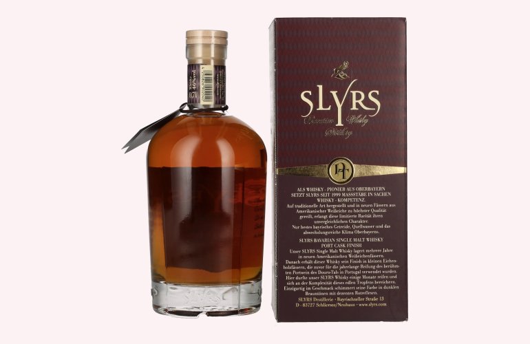 Slyrs Single Malt Whisky Port Faß Finish 46% Vol. 0,7l in geschenkverpakking