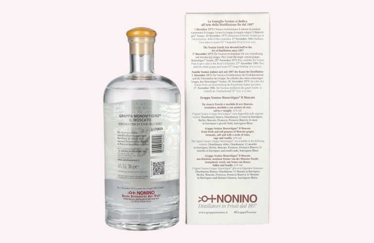 Nonino Grappa Monovitigno il Moscato 41% Vol. 0,7l en boîte cadeau