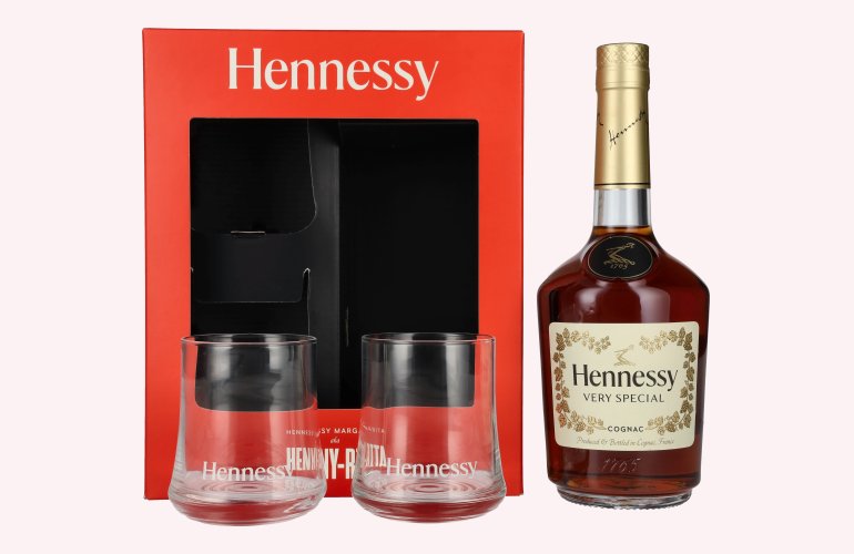 Hennessy Very Special Cognac 40% Vol. 0,7l in geschenkverpakking met 2 Bril