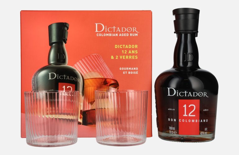 Dictador 12 Years Old ICON RESERVE Colombian Rum 40% Vol. 0,7l in Giftbox with 2 glasses