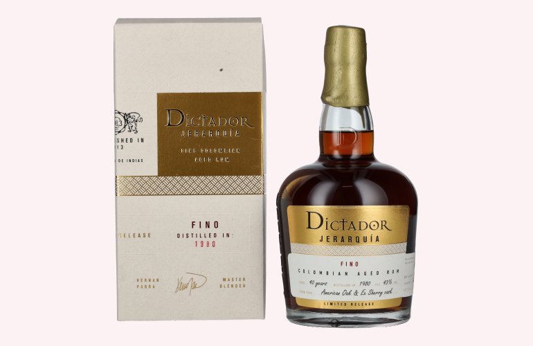 Dictador JERARQUÍA 40 Years Old FINO Rum 1980 43% Vol. 0,7l in geschenkverpakking