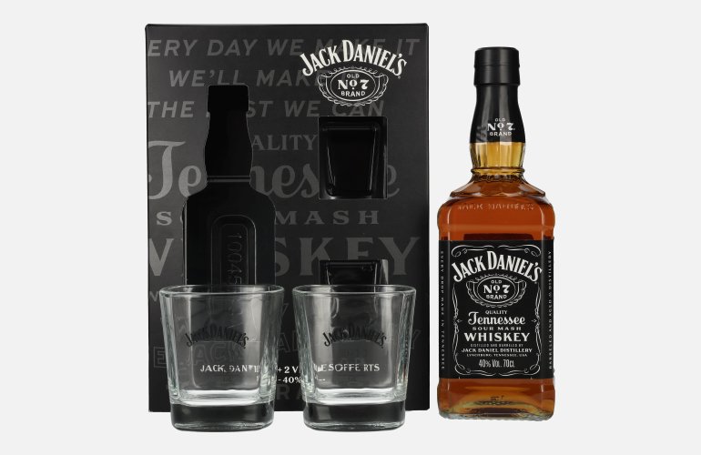 Jack Daniel's Tennessee Whiskey 40% Vol. 0,7l in Giftbox with 2 Rocks glasses