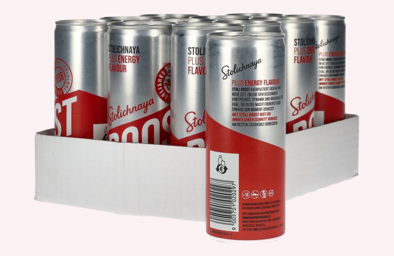 Stolichnaya Boost Plus ENERGY Flavour 5% Vol. 12x0,25l Dosen Pfand