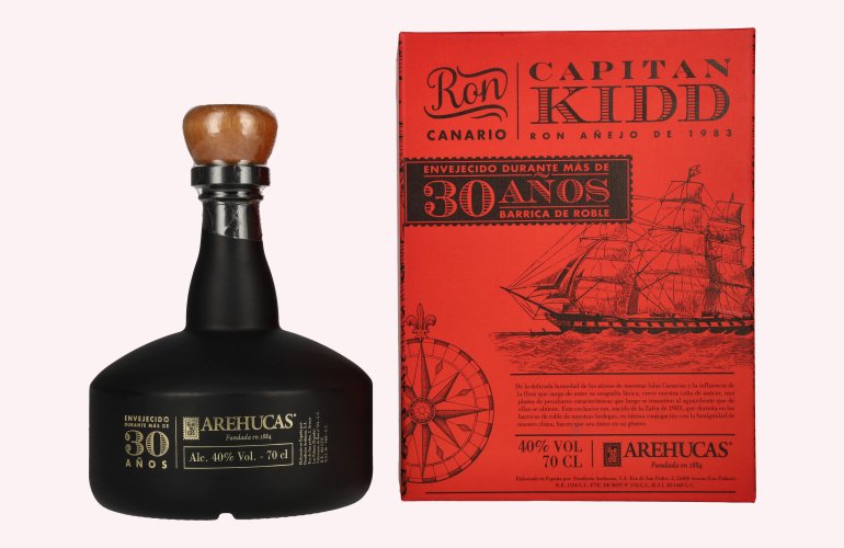 Ron Arehucas CAPITAN KIDD 30 Años Ron Canario 40% Vol. 0,7l in Giftbox
