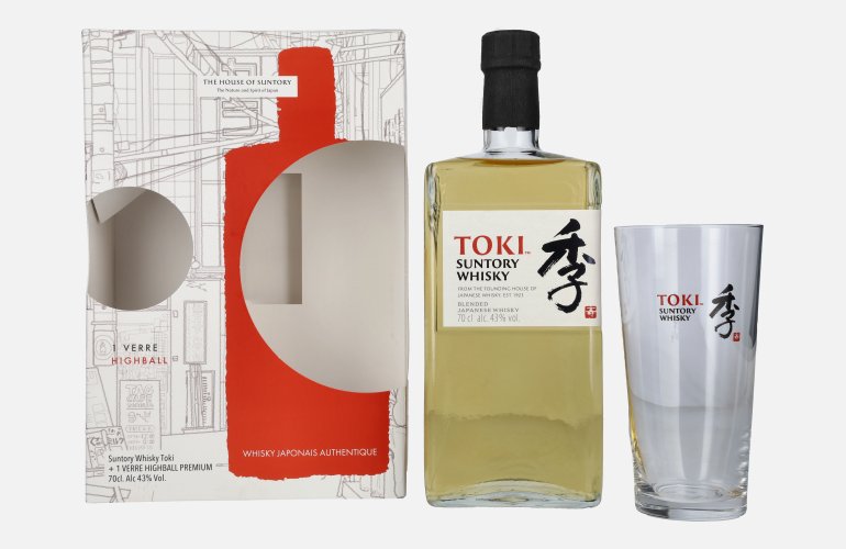 Suntory TOKI Blended Japanese Whisky 43% Vol. 0,7l en boîte cadeau avec Highball Verre
