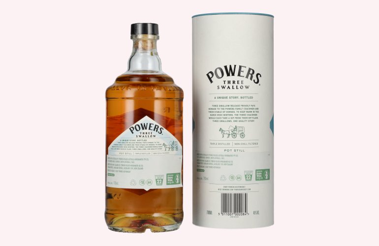 Powers THREE SWALLOW Single Pot Still Irish Whiskey 40% Vol. 0,7l in Geschenkbox