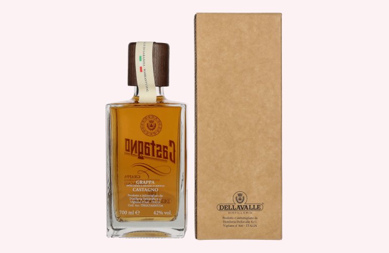 Dellavalle Grappa Affinata in botti di CASTAGNO 42% Vol. 0,7l in Geschenkbox