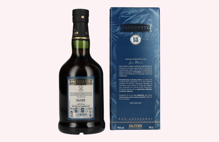 Presidente 15 Sistema Solera Rum 40% Vol. 0,7l en boîte cadeau