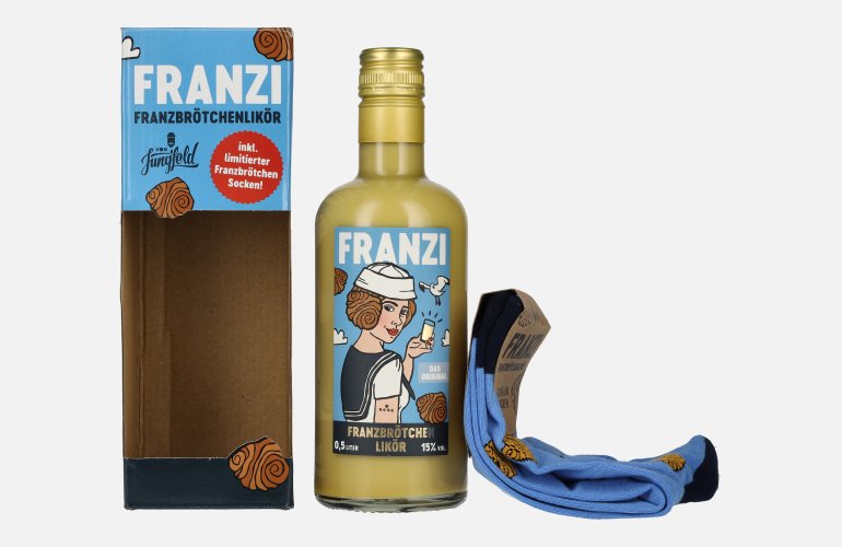 Franzi Franzbrötchen Likör 15% Vol. 0,5l in Geschenkbox mit Socken
