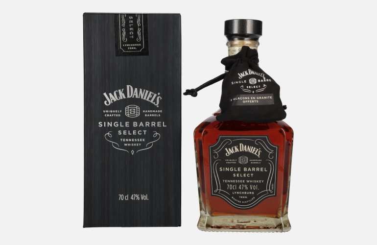 Jack Daniel's Select Single Barrel Tennessee Whiskey 47% Vol. 0,7l in geschenkverpakking met Whisky Stones