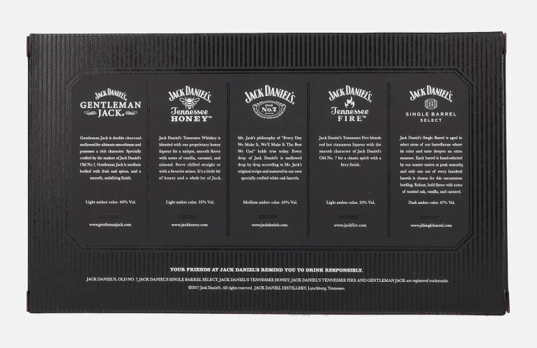 Jack Daniel's FAMILY OF FINE SPIRITS 39% Vol. 5x0,05l in Geschenkbox