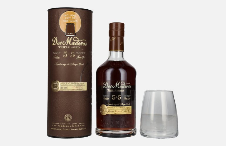 Dos Maderas PX 5+5 Years Old Triple Aged Spirit Drink 40% Vol. 0,7l in geschenkverpakking met Glas