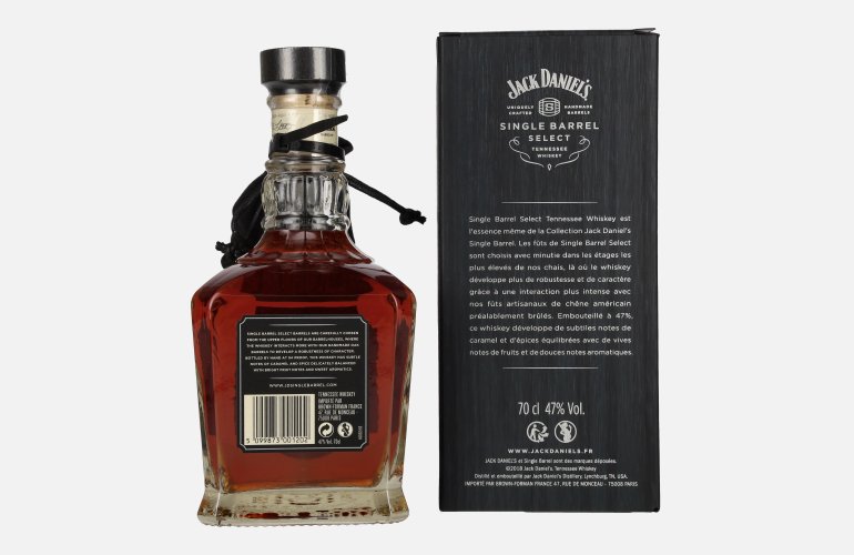 Jack Daniel's Select Single Barrel Tennessee Whiskey 47% Vol. 0,7l in geschenkverpakking met Whisky Stones