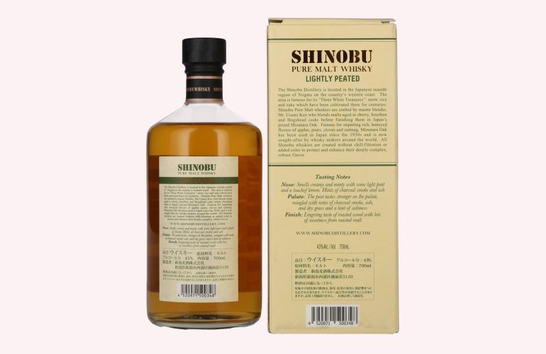 The Koshi-No Shinobu Pure Malt Whisky Lightly Peated Mizunara Oak Finish 43% Vol. 0,7l in Giftbox