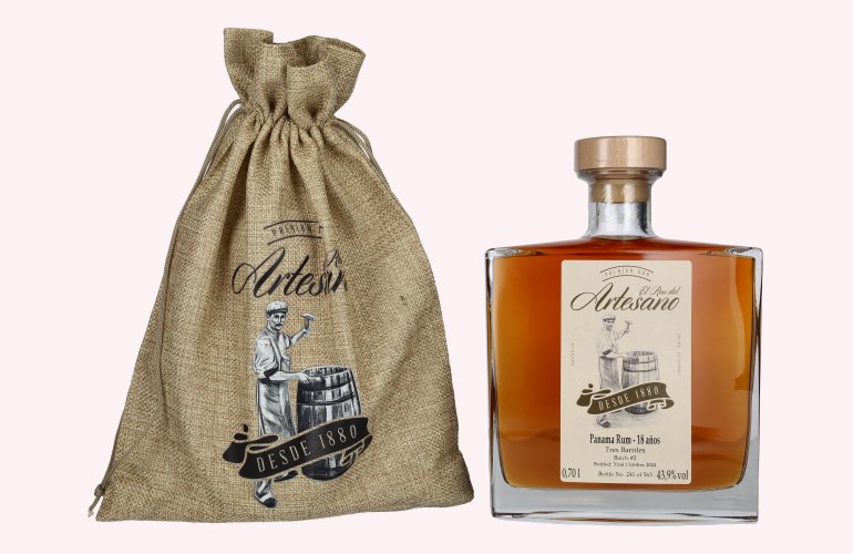 El Ron del Artesano 18 Años Tes Barriles Panama Rum 43,9% Vol. 0,7l im Leinenbeutel